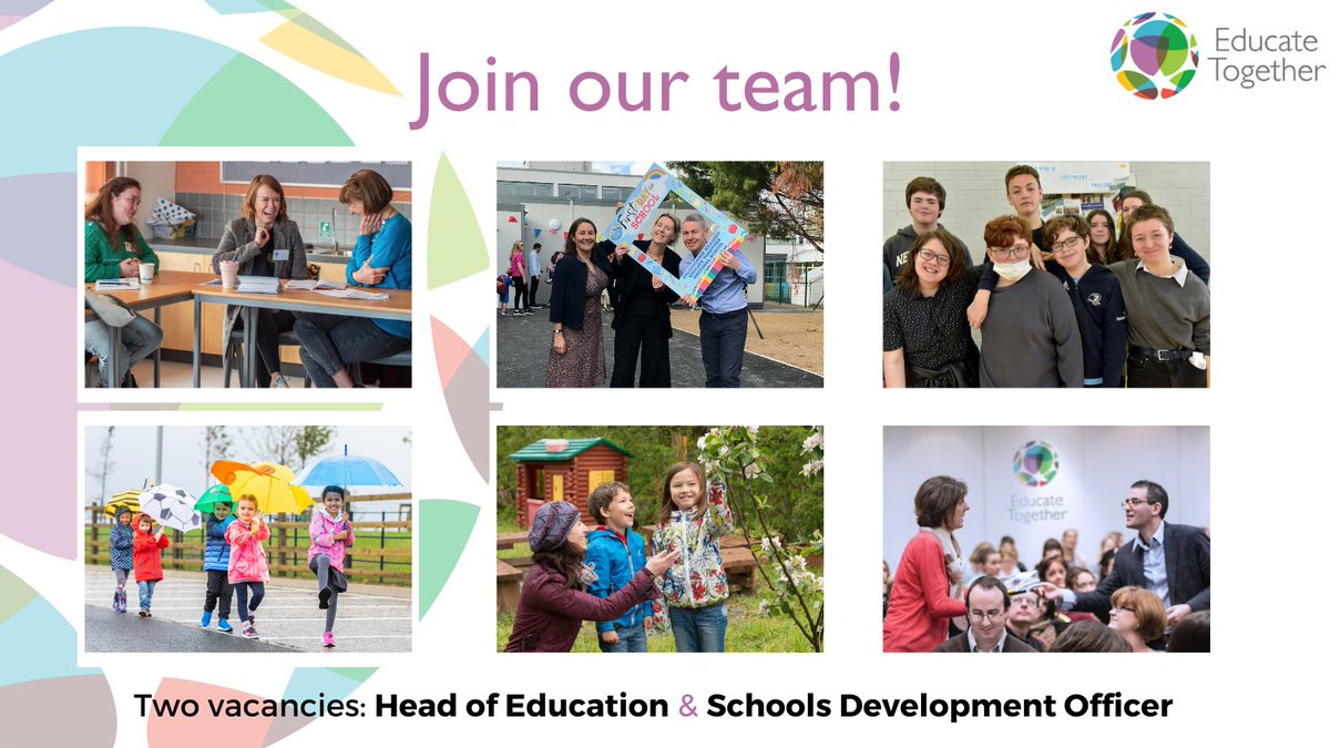 Educate Together is hiring for two exciting positions that offer the chance to shape the future of education in Ireland: Head of Education and Development & Schools Development Officer. For complete role descriptions and to apply, visit educatetogether.ie/about/careers/