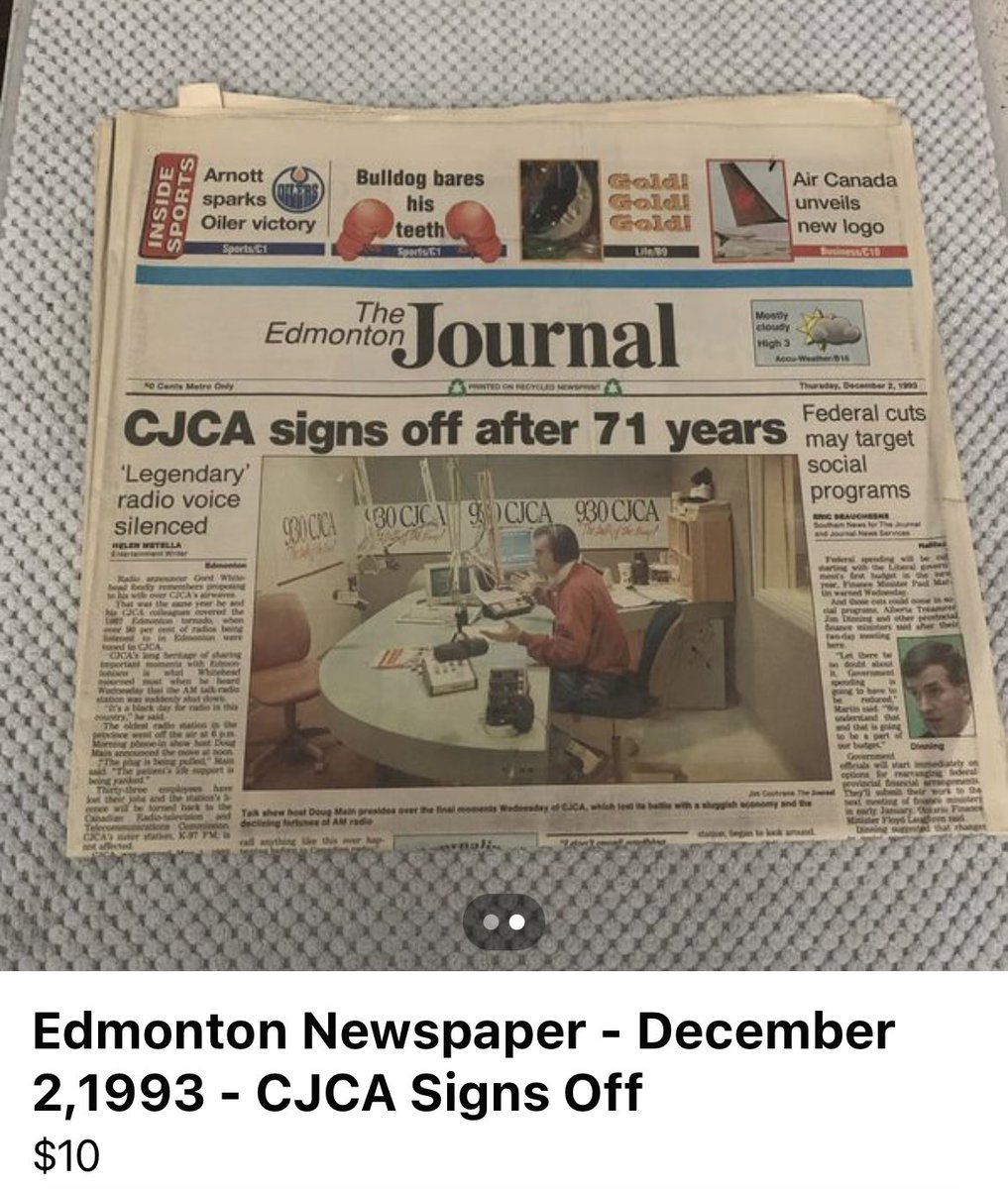 I love it when people try to sell old newspapers on Facebook Marketplace. Remarkable to think the Sun once had space to devote three pages to a story. #yegmedia