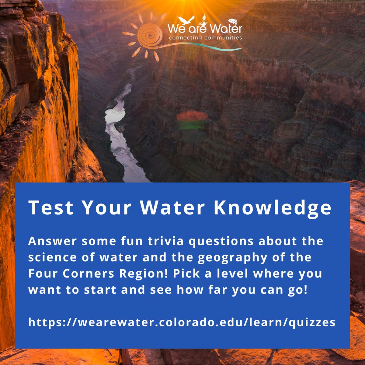 CIRES CEEE (@ciresceee) on Twitter photo What does water mean to you and your community? tomorrow is #WorldWaterDay and we are highlighting the important work of our program, <a href="/WeAreWaterSW/">We Are Water SW</a>. Test your knowledge on water with We Are Water's trivia: wearewater.colorado.edu/learn/quizzes What does water mean to you and your community? tomorrow is #WorldWaterDay and we are highlighting the important work of our program, <a href="/WeAreWaterSW/">We Are Water SW</a>. Test your knowledge on water with We Are Water's trivia: wearewater.colorado.edu/learn/quizzes