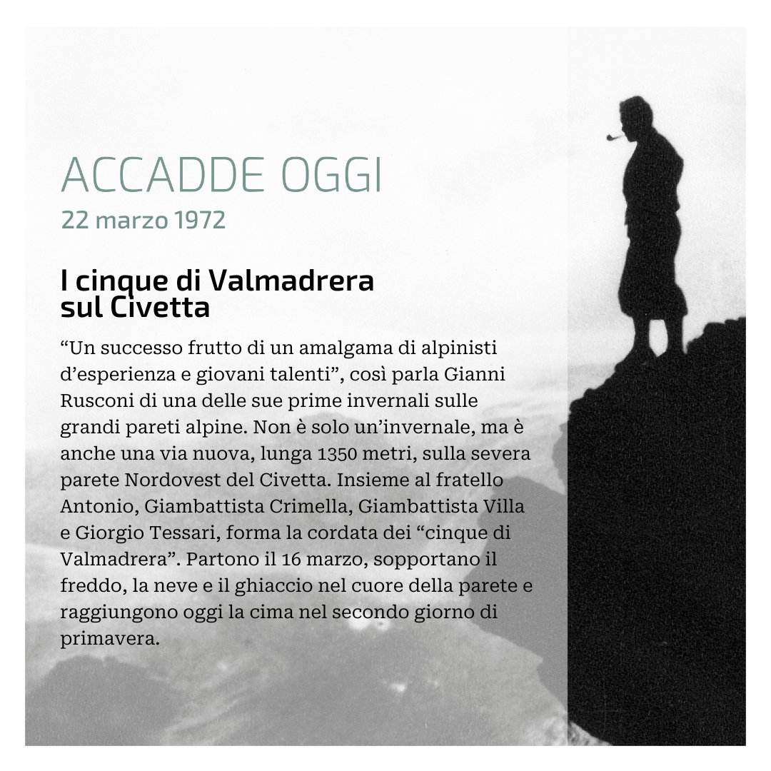 📆#AccaddeOggi #22marzo

I cinque di Valmadrera sul Civetta

🖋️Luca Maspes per 𝐿𝑜 𝑆𝑐𝑎𝑟𝑝𝑜𝑛𝑒