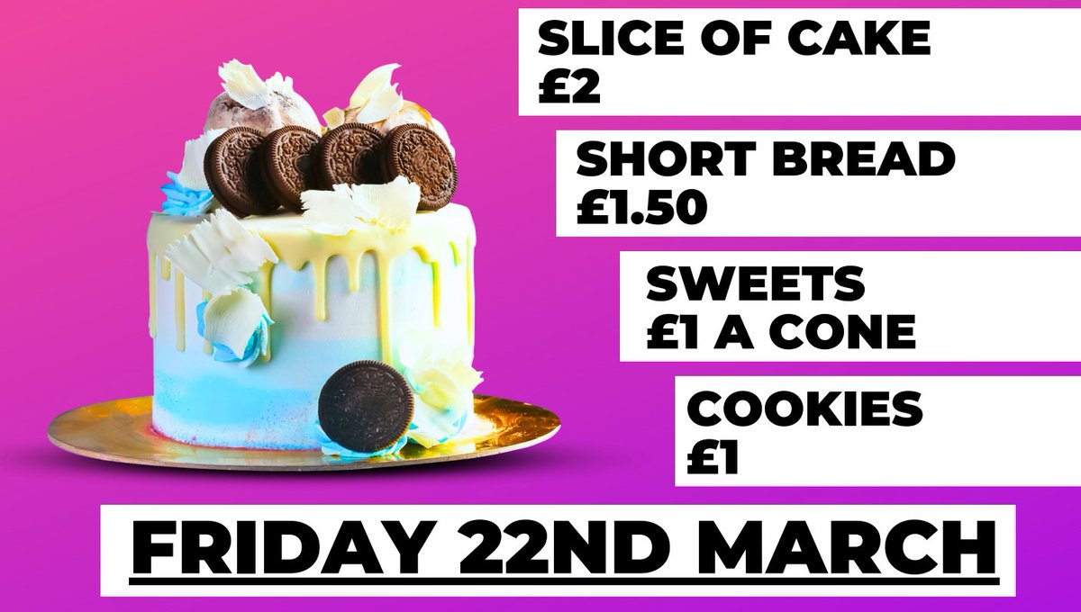 Cake Sale Friday 22nd March 
#cakesale #fundraising