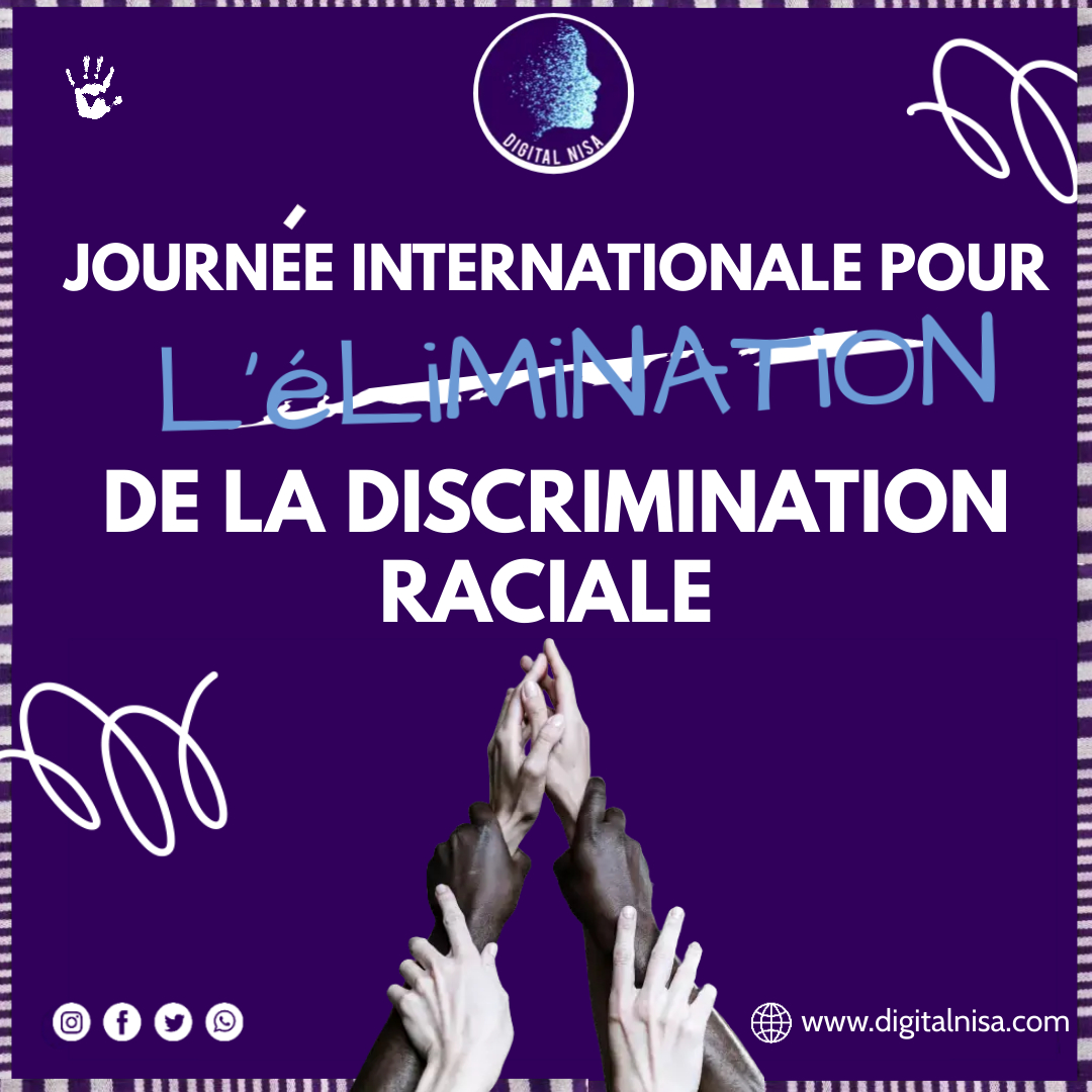 🌍✊🏽 En cette Journée Internationale pour l'#EliminationDeLaDiscriminationRaciale, #DigitalNisa se tient aux côtés de tous ceux qui luttent pour la justice, l'égalité et la diversité. Engageons-nous à combattre toute forme de discrimination raciale.   🌍✊🏽