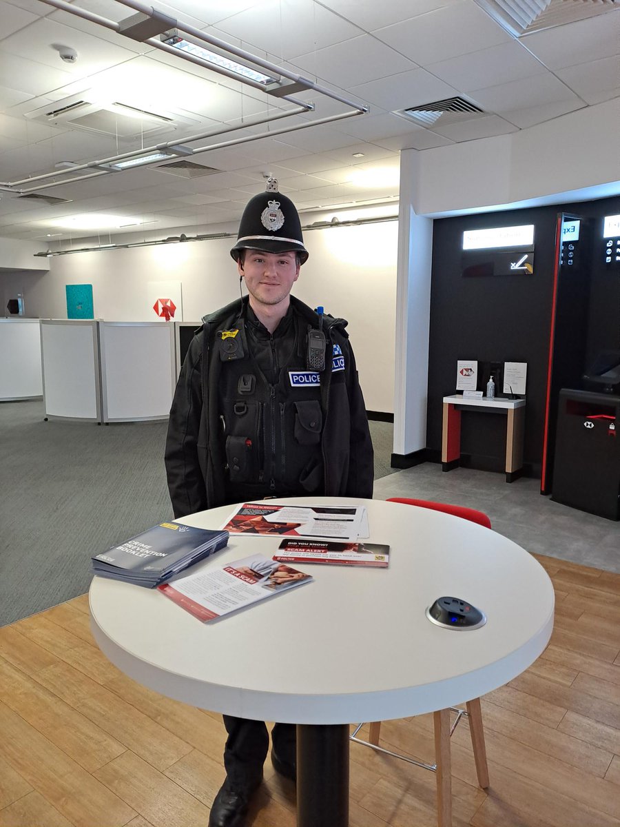 On Wednesday 20th March 2024. I visited HSBC bank, Broad Street Worcester. Where I spoke with a number of people about Fraud and answered any question they may have. I also handed out leaflets so people could take the information away with them. Pc 22427 Hill