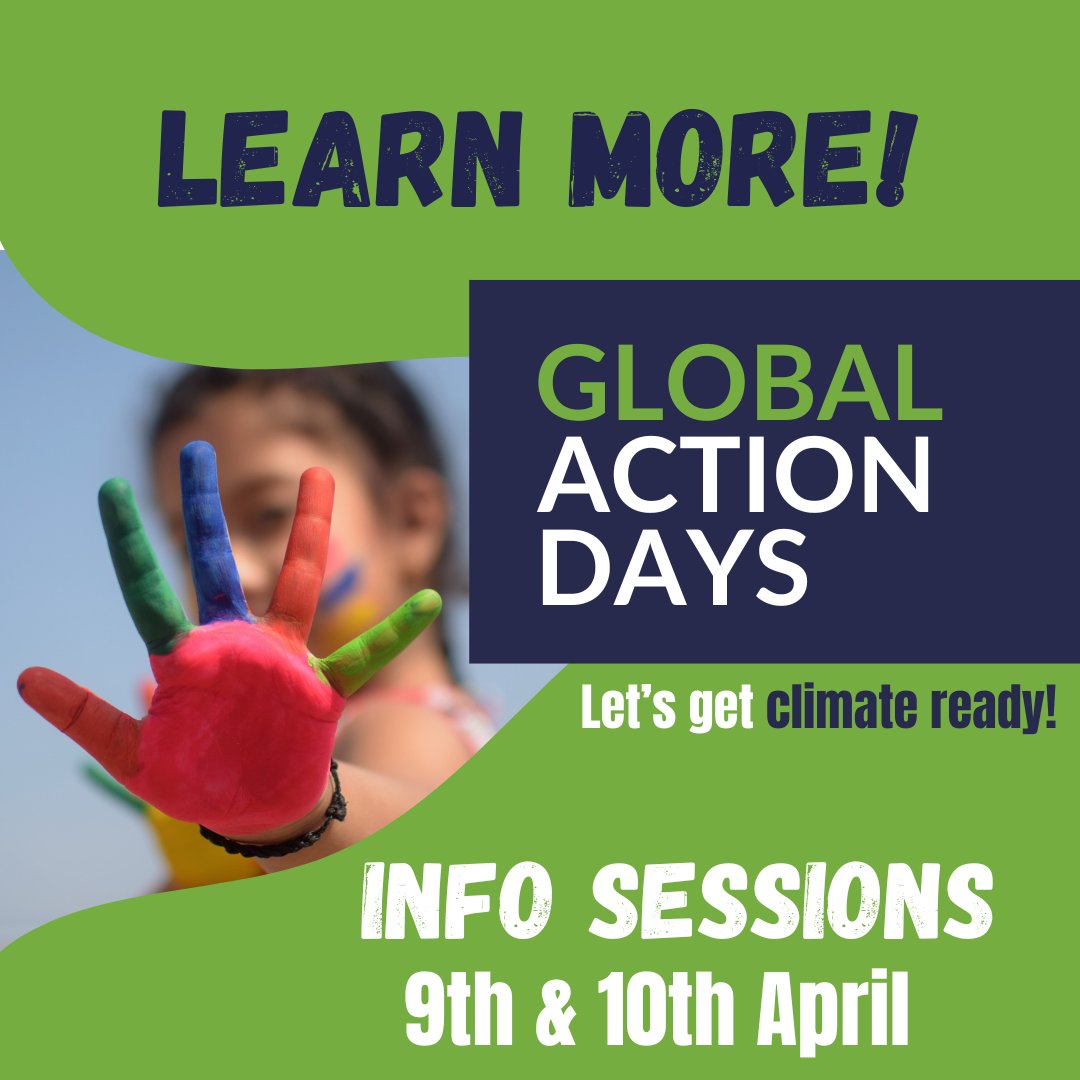 Get climate ready with #GlobalActionDays 2024! Check out our website and register for an info session to learn more about this year’s topics and how to get involved. Global Action Days👉bit.ly/GlobalActionDa… 📅 Tuesday 9th April 3:30pm 📅 Wednesday 10th April 3:30pm