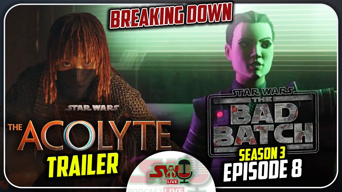 Get ready for a HUGE episode of #TheSWU Podcast tonight as we’re joined by @EyeOnCanonPod to breakdown #TheAcolyte trailer & the newest #TheBadBatch episode ‘Bad Territory’!

Watch LIVE at 9PM ET on YouTube, Facebook, Twitch & Twitter! ✨ ow.ly/TNhr50QYPhq