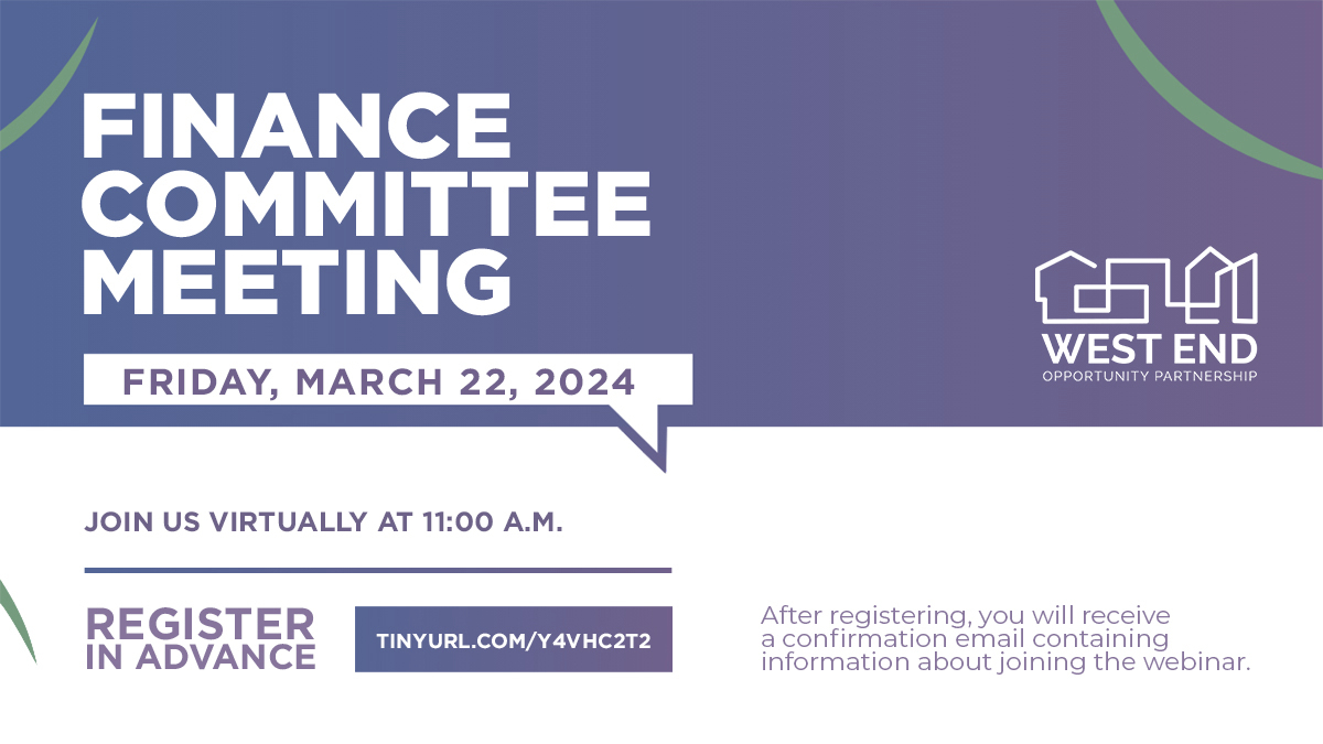 Our Finance Committee Meeting will be held on Friday, March 22nd at 11AM. 

Use the link below to register in advance: tinyurl.com/y4Vhc2t2