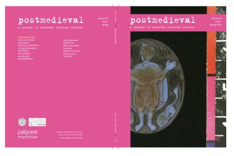 Issue 15.1 of /postmedieval/ is out 👀 with an amazing essay cluster ‘Grounds for trans-regional medieval studies, beyond the global,’ edited by @julieorlemanski and including articles by @intermedieval, Xiaofei Tian, Sharon Kinoshita, and Jan Volek 👉 link.springer.com/journal/41280/…