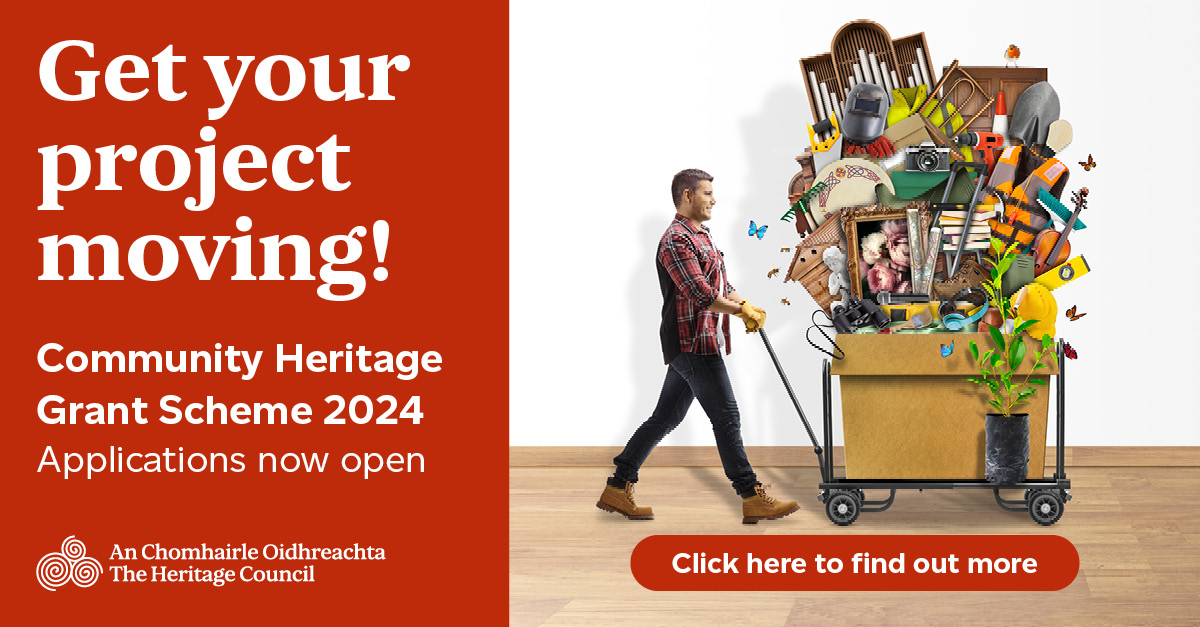 Last call for Community Heritage Grant Applications!! Closing date for applications is Monday 25th March at 5pm. The scheme supports community/voluntary groups nationwide with heritage projects. Maximum amount available per organisation is €25,000. See ow.ly/OJqL50QWIRf