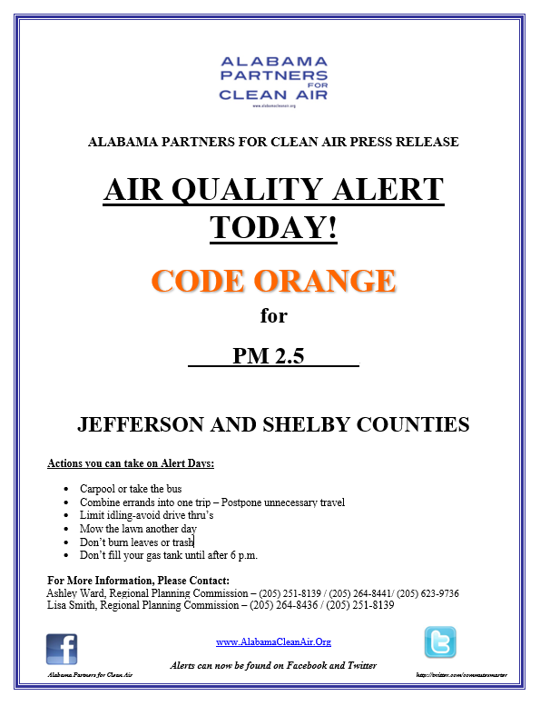 ALCleanAir's tweet image. Today is an ORANGE air quality alert day! For more information go to alabamacleanair.org/about-air-qual…!