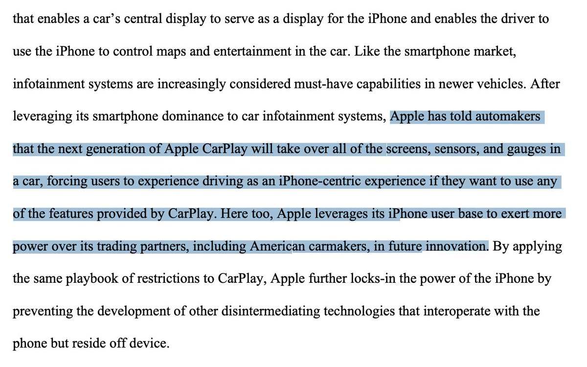 So THIS is why GM said it will no longer support Apple CarPlay from 2026?! And build their own Android experience. Because they don't want Apple to take over all the car's screens as Apple demands it does so.

From the US vs Apple lawsuit: