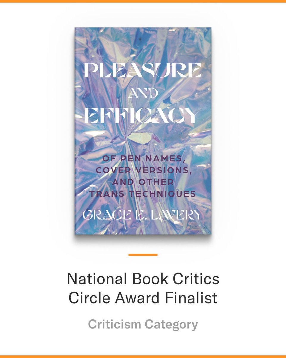 Today’s the day the #NBCC winners are announced! We’re so excited to have TWO finalists in the Criticism category, The Chapter by <a href="/n_j_dames/">Nicholas Dames</a> and Pleasure and Efficacy by <a href="/graceelavery/">Grace Lavery</a>: hubs.ly/Q02qgSLJ0 

<a href="/bookcritics/">National Book Critics Circle</a>