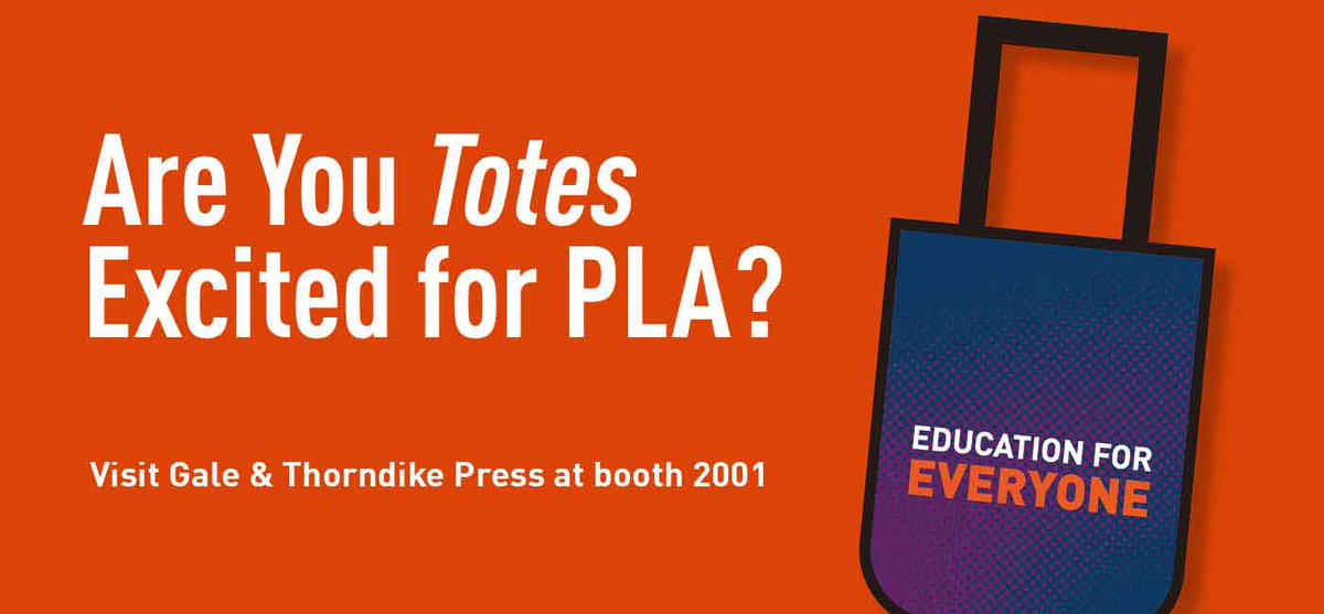 Are you ready for #PLA2024? Plan to visit booth 2001 to get a free tote bag with a large print book, stickers, and a snack. Plus, 5 lucky tote bag recipients will get a Thorndike Press gift certificate worth $500 in books! Choose your time: bit.ly/49lpRt7