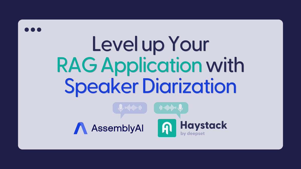 🗣️ Unlock the full potential of your recordings with LLMs and Speaker Diarization! 🤝 Learn how to use @AssemblyAI and @Haystack_AI together to enhance your RAG application by detecting multiple speakers in audio recordings, and providing a transcript that attributes each