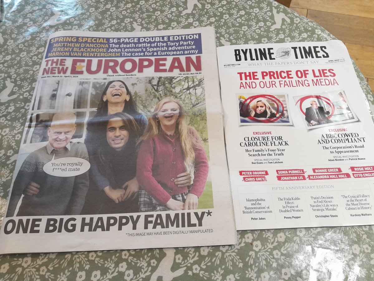 Two great reads just dropped through the letter box. @BylineTimes @TheNewEuropean