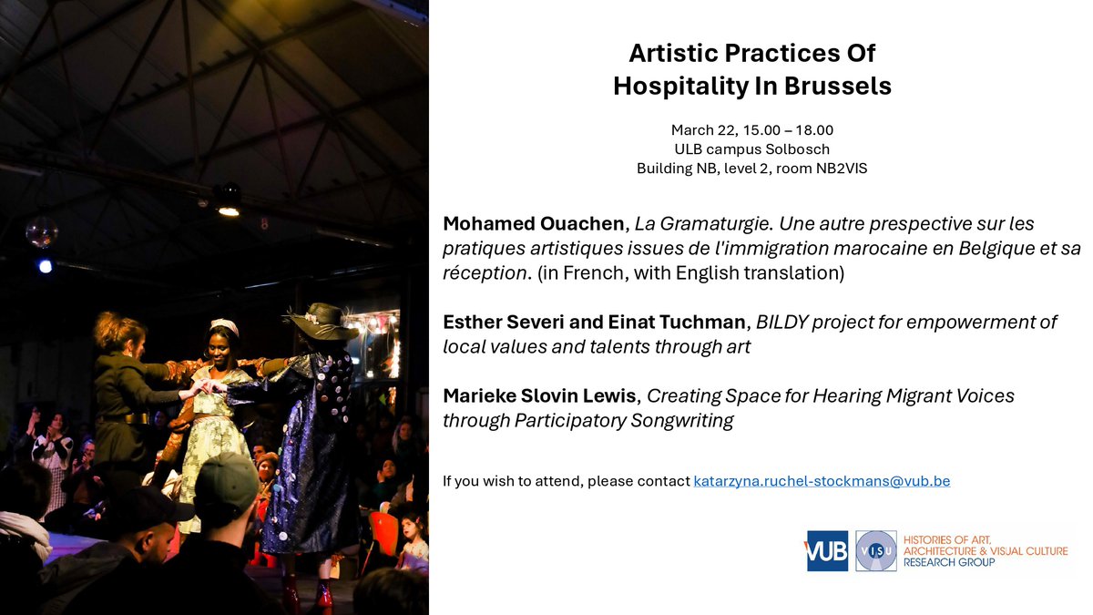 Please join us for our upcoming seminar "Artistic Practices of Hospitality in Brussels"! The goal of this event is to bring together the students and researchers of the two universities (VUB/ULB) in a debate on art, participation, and hospitality in the urban context of Brussels.
