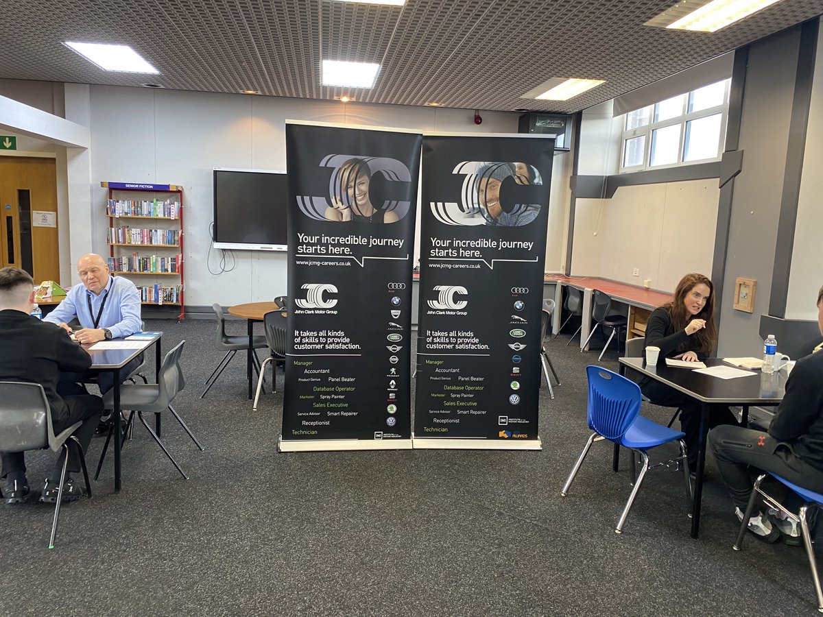 Colin and Jade from John Clark Motor Group were in St Machar Academy interviewing pupils from St Machar, Bridge of Don, Northfield, Hazelhead, Bucksburn and Lochside for the new Automotive Youth Academy.