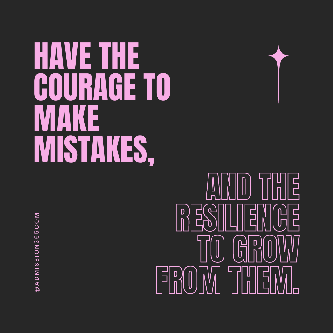 admission365's tweet image. Don&apos;t let fear of missteps hold you back!  The college application journey is full of learning experiences. Embrace the courage to make mistakes, and the resilience to grow from them.  #AdmissionsTips #GrowthMindset