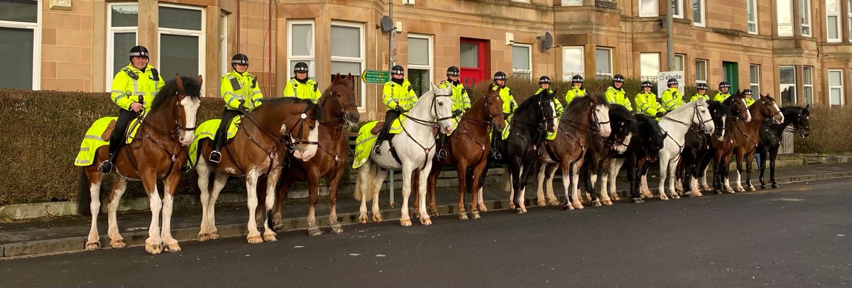 Our officers and horses continue to serve communities right across Scotland assisting our local policing colleagues #KeepingPeopleSafe We will be assisting @PSOSGreaterGlas at the National Stadium, Hampden next week. Please come say hello to us if you see us out and about 🐴 👮🏻