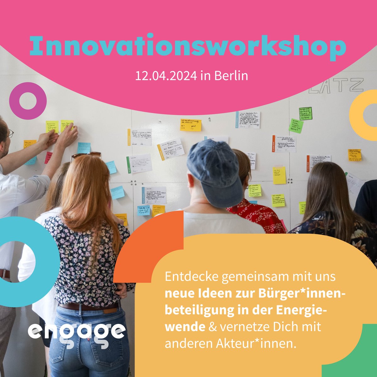 ENGAGE Innovationsworkshop 🌈💡 Gestalte die Zukunft der Bürger:innenbeteiligung an der Energiewende mit! Generiere neue Ideen und vernetze Dich mit Akteur:innen, um soziale Innovationen im Energiesektor voranzutreiben. Kostenlos.

👉eventbrite.de/e/engage-innov…