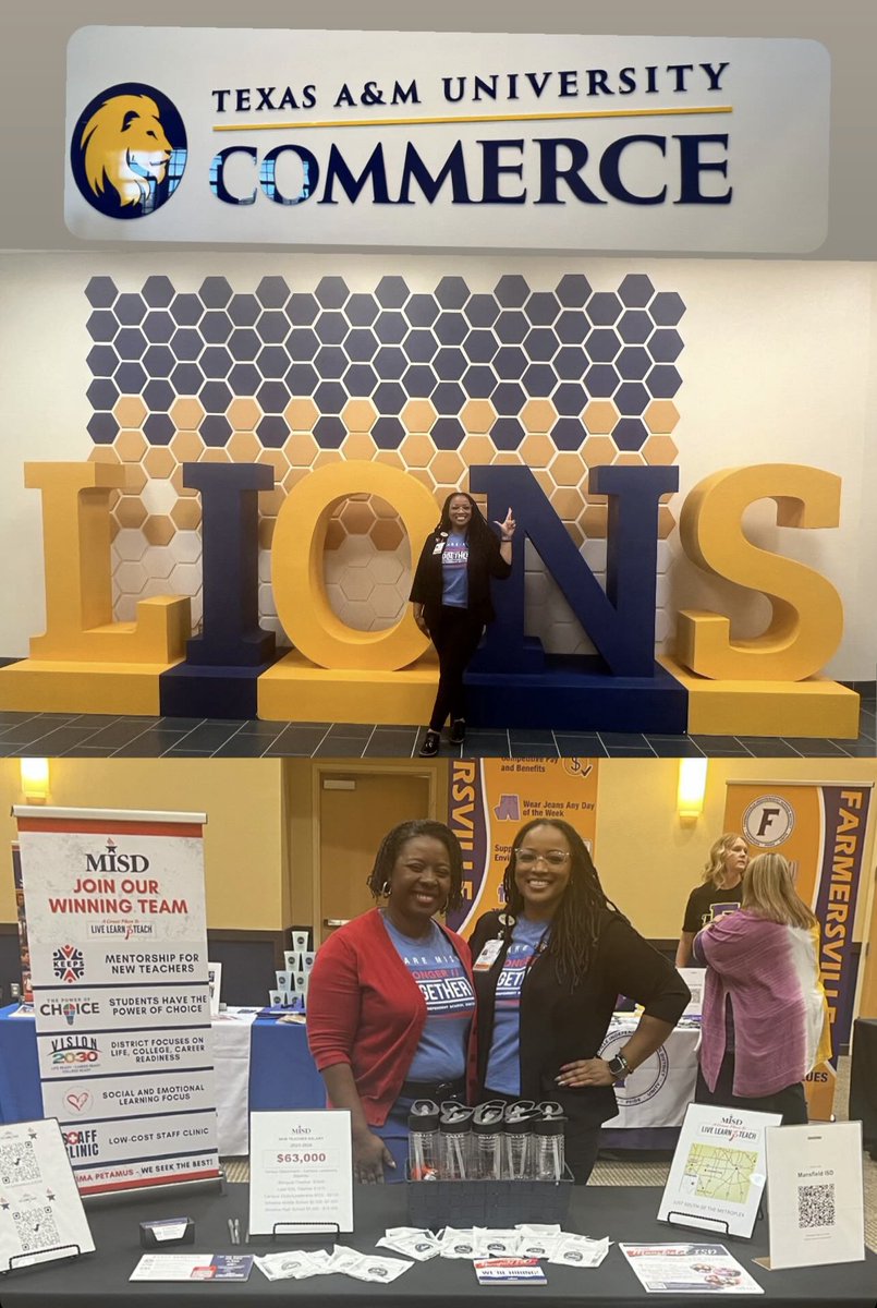Hiring season has begun! At my Alma Mater recruiting future educators. #GoLions #MansfieldISD #TAMUC
