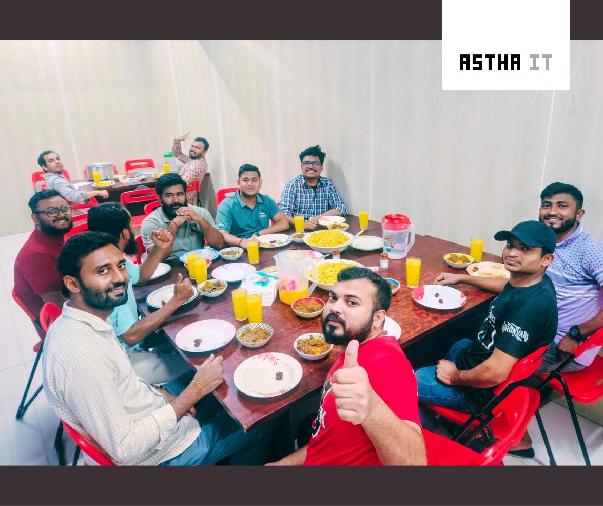AsthaIT's tweet photo. Deadlines loom, but this squad doesn't crumble!
While others clocked out, we went for a DIY iftar galore.
We are agile
We are adaptive
We code, we cook, we feast, we work, we conquer!
#AsthaIT #OfficeFun #WorkCulture #CodeNinjas https://t.co/ZElL1TehnO