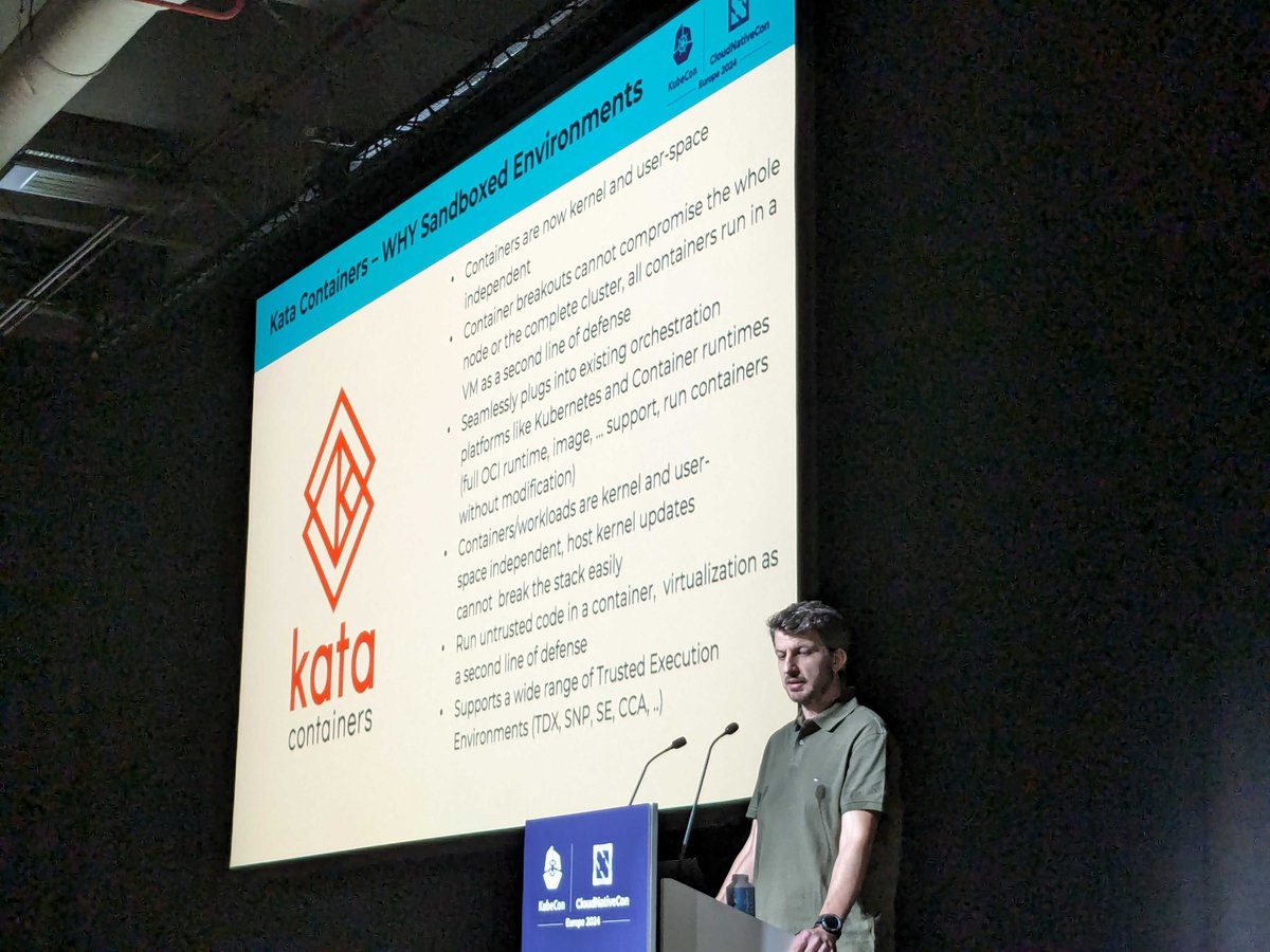 katacontainers's tweet image. #KubeConEU presentation from @zvonkoka @nvidia  on their adoption of #KataContainers