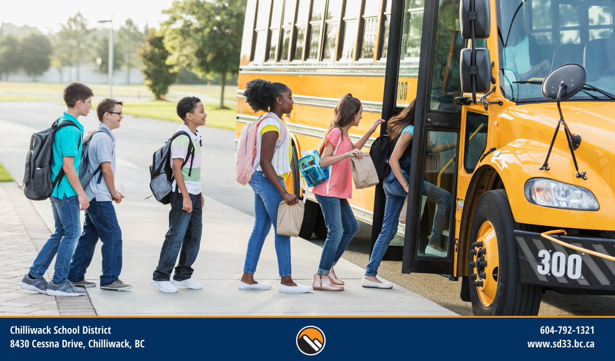Does your child ride the bus to school? It's time to register your student for bussing for 2024/2025! Registration is open, visit sd33.bc.ca/node/803 to register today. #SD33Learns