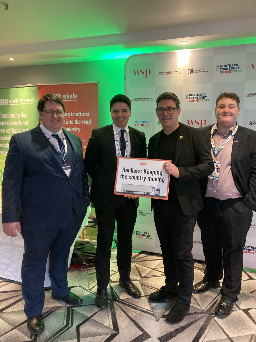 Great to speak with @AndyBurnhamGM, @TracyBrabin, @Patrick4Dales and @MetroMayorSteve to discuss our campaigns to improve infrastructure and skills in the sector.

Great to have so much support for the sector at #NTS2024 #NTS24🚛