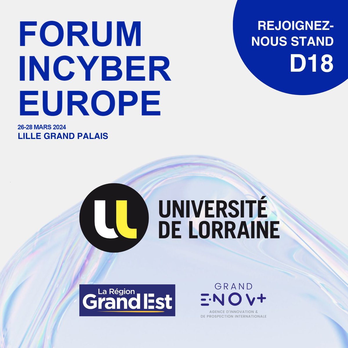 Loria (@labo_loria) on Twitter photo 🛡️Retrouvez nos équipes au <a href="/FIC_eu/">Forum InCyber (FIC) - EUROPE</a>
Nous serons aux côtés de l'<a href="/Univ_Lorraine/">Lorraine</a> sur le stand de la <a href="/regiongrandest/">Région Grand Est</a> pour vous présenter nos travaux en #cybersecurite !
📌26-28/03 à Lille, stand D18
#InCyberForum @GrandENov @GETNumerique
<a href="/CNRS_Centre_Est/">CNRS Centre-Est</a> <a href="/CNRSinformatics/">CNRS Sciences informatiques</a> <a href="/Inria_Nancy/">Centre Inria de l'Université de Lorraine</a> 🛡️Retrouvez nos équipes au <a href="/FIC_eu/">Forum InCyber (FIC) - EUROPE</a>
Nous serons aux côtés de l'<a href="/Univ_Lorraine/">Lorraine</a> sur le stand de la <a href="/regiongrandest/">Région Grand Est</a> pour vous présenter nos travaux en #cybersecurite !
📌26-28/03 à Lille, stand D18
#InCyberForum @GrandENov @GETNumerique
<a href="/CNRS_Centre_Est/">CNRS Centre-Est</a> <a href="/CNRSinformatics/">CNRS Sciences informatiques</a> <a href="/Inria_Nancy/">Centre Inria de l'Université de Lorraine</a>