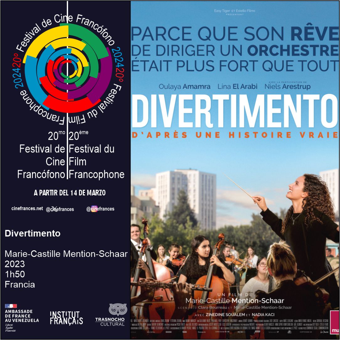 Viernes 22/03 - 5:00 PM @trasnochocult DIVERTIMENTO de Marie-Castille Mention-Schaar, dirige su mirada hacia un personaje real, la directora de orquesta francesa de origen argelino Zahia Ziouani. Es un film optimista, que genera confianza en el futuro. @EmbaFrancia @Jose_Pisano