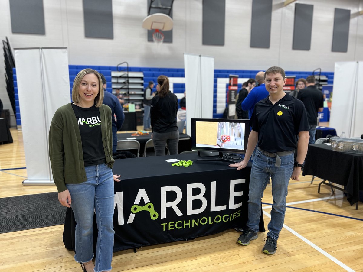 SeeMarbleTech's tweet image. Rachel &amp;amp; Adam are representing Marble at the spring career fair at @SCCNeb 's Milford campus this morning. If you're pursuing a career in Automation or Electromechanical Systems, be sure to stop by and learn about the opportunities at Marble!