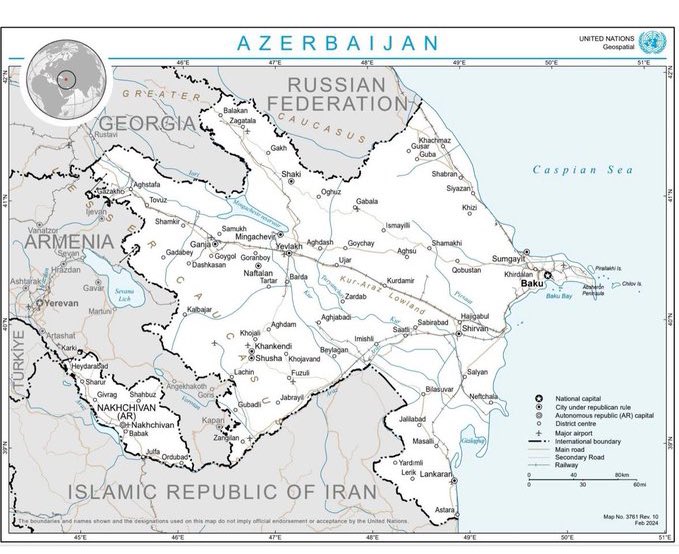 30 yıl sonra Birleşmiş Milletleri nezdinde de adalet yerini buldu ve BM Azerbaycan haritasını güncelledi 2024 tarihli ve 3761 sayılı güncel BM haritasında Azerbaycan'daki coğrafi isimler yenilendi ve asli ismleri verildi