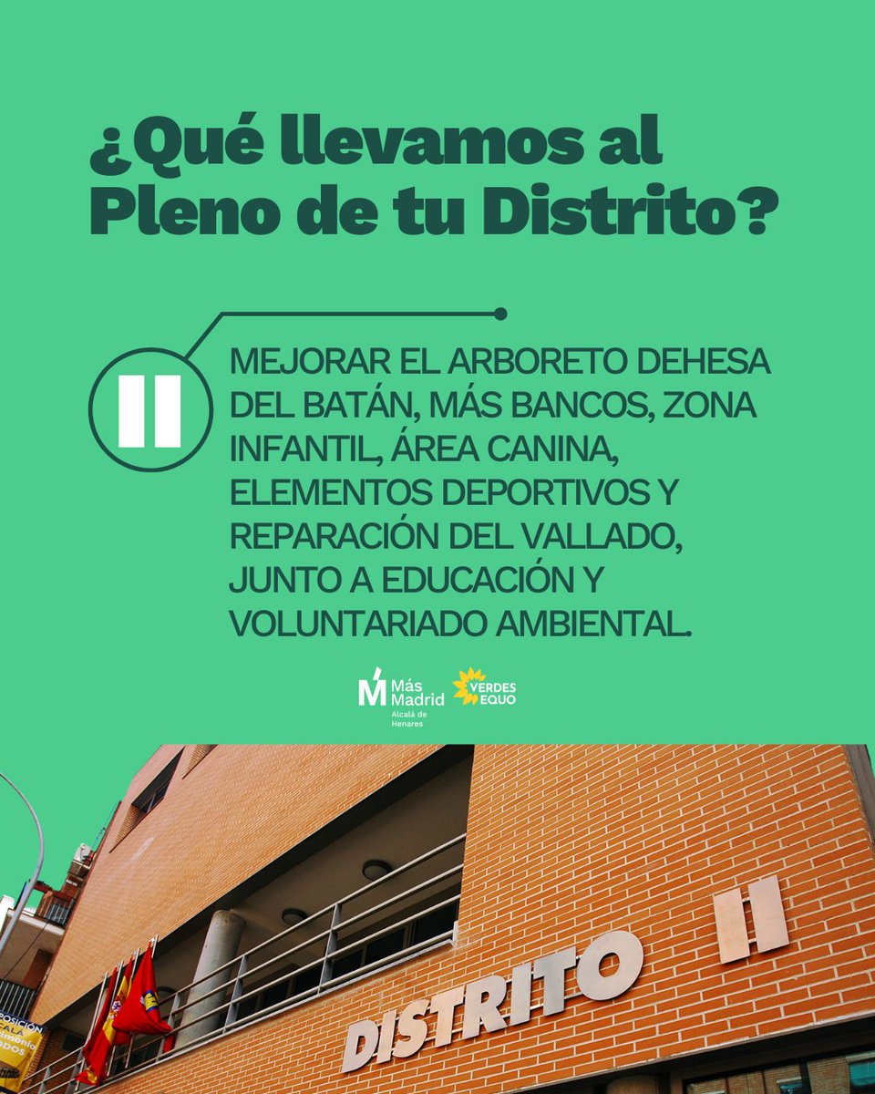 MasMadridAlcala's tweet photo. Seguimos repasando las propuestas de Más Madrid Alcalá para los Plenos de Distrito. 🫣

Turno ahora para el #DistritoII 🫶 https://t.co/kgp7DtMscD