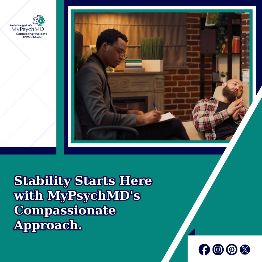 Navigate the complexities of Schizoaffective Disorder with compassionate support from MyPsychMD. 

Call Us Now: +1 904-296-3113
#mypsych #mentalhealth #healthandwellness #healthylifestyle #compassionateapproach #schizoaffectivedisorder #stability #support #enpowerment