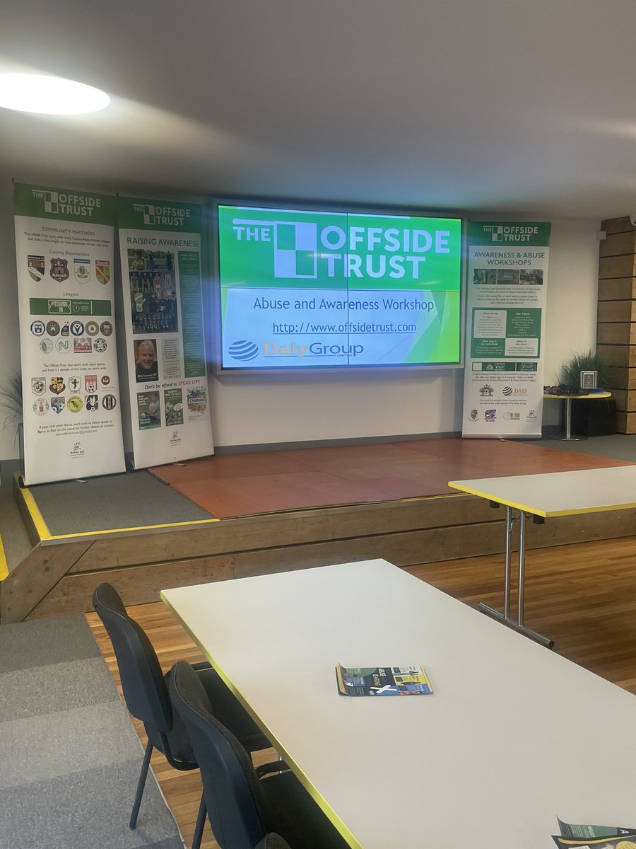 Arrived and set up ready for @NorwichCityCSF workshop #againstabuse @arber_boy @OffsideTrust #notoabuse @dalygroup #academy