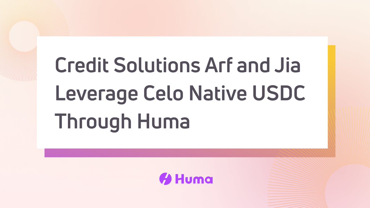 Excited to announce @arf_one and @jia_DeFi credit solutions on the Huma platform are now using @Celo native $USDC. This swift integration, and continued collaboration with @circle and the Celo ecosystem, marks another step towards enhancing financial inclusivity and fairness