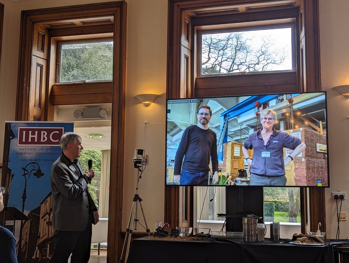 A hybrid presentation from Steve Goodhew from <a href="/PlymUni/">University of Plymouth</a> in the venue, and Matt Fox and Jim Carfrae joining live by video link from the <a href="/CobBaugeProject/">CobBauge Project</a> lab in Plymouth! 

Everything worked! 👏