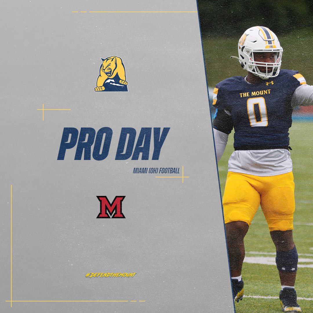 Thank you to @MiamiOHFootball for allowing Cornell Beachem Jr. to compete at their Pro Day today! #DEFENDTHEMOUNT