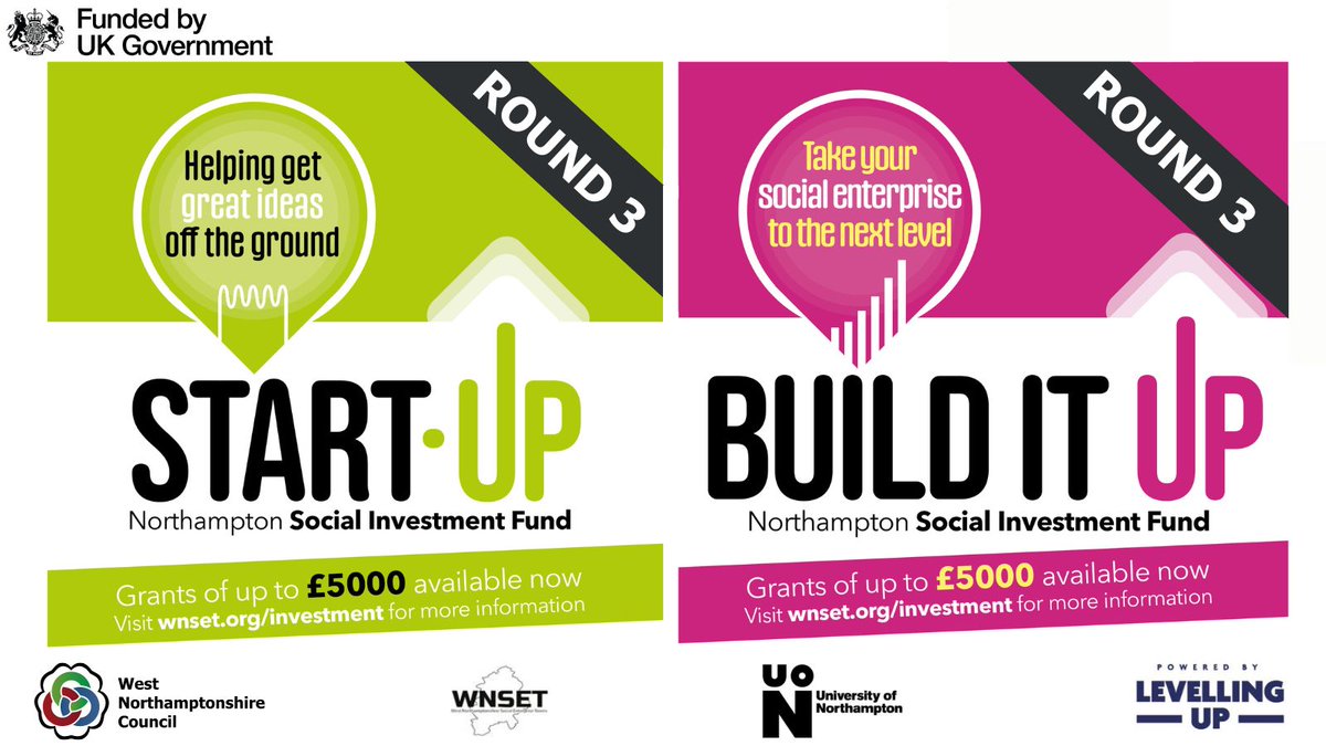 The 3rd round of the #Northampton Social Enterprise Development Fund is LIVE. Apply for a grant of up to £5k to help develop &amp; grow your organisation in #WestNorthants. Deadline is 5pm, Friday 12th April 2024: wnset.org/investment
<a href="/WestNorthants/">West Northamptonshire Council</a>