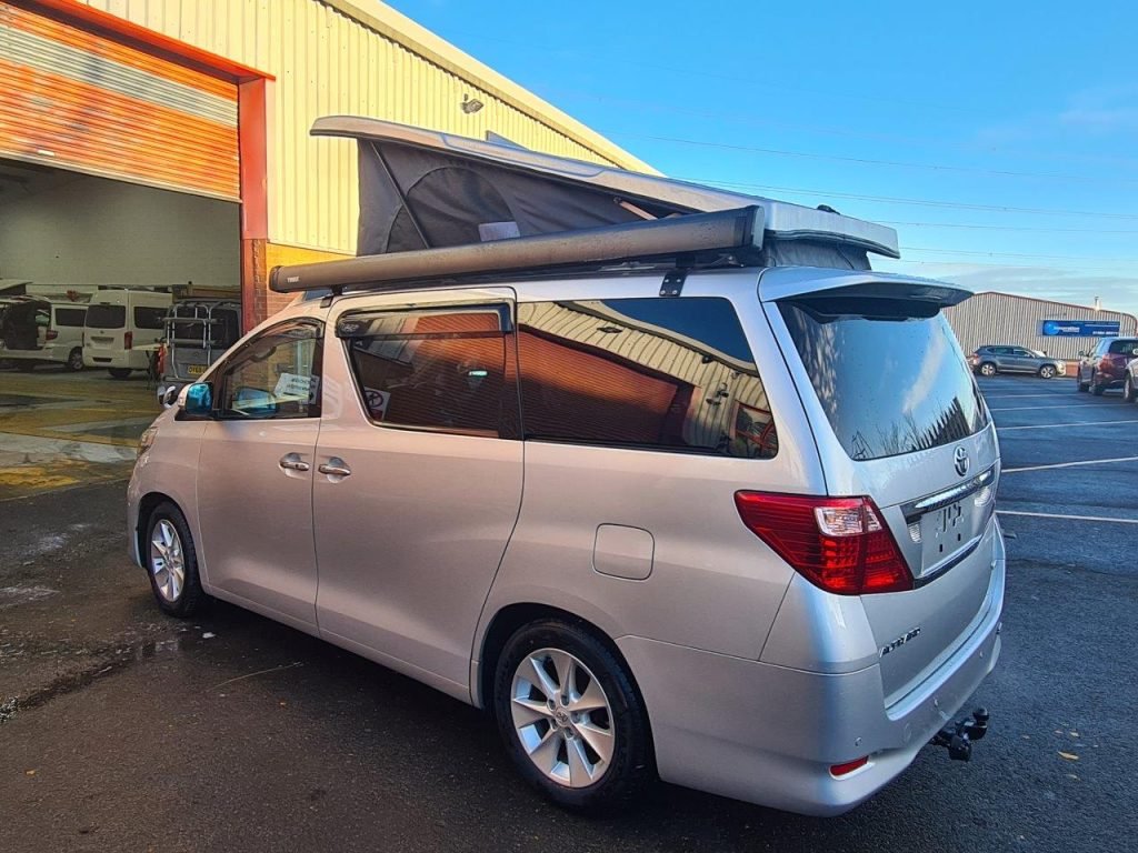 Toyota Alphard Series 2 Model Years 2008-2013 'with side conversion & electric bed with ISOFIX”. Available to order - for more info call 01226668800 #wellhouseleisure #campervan #trending #camping #toyota #forsale #thursday