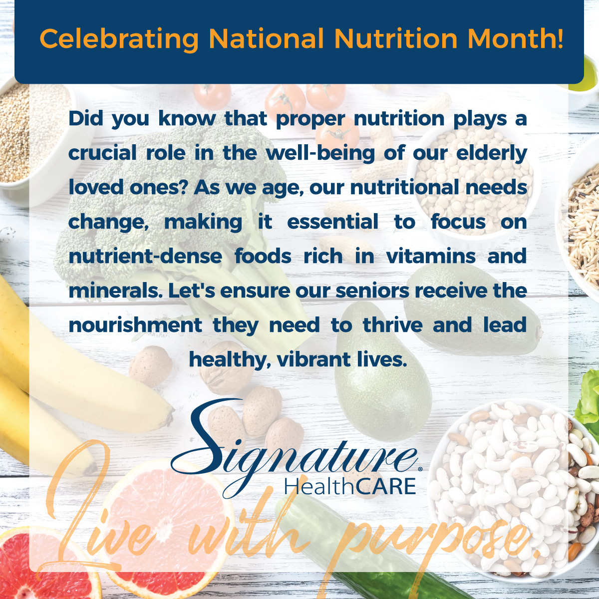 March into wellness with National Nutrition Month! Let's savor the flavor of eating right while making healthy choices to nourish our bodies. Your journey to a healthier you start now! #JoinTheRevolution #SignatureRevolution