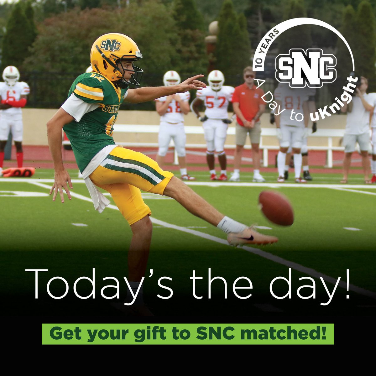 Let’s win big today! Today is the annual day of giving for the St. Norbert Fund, an important source of student financial aid. Every gift will be matched dollar-for-dollar. Join the team and make today a “W” for SNC students! Visit daytouknight.snc.edu/pages/giving-d… #GoGreenKnights