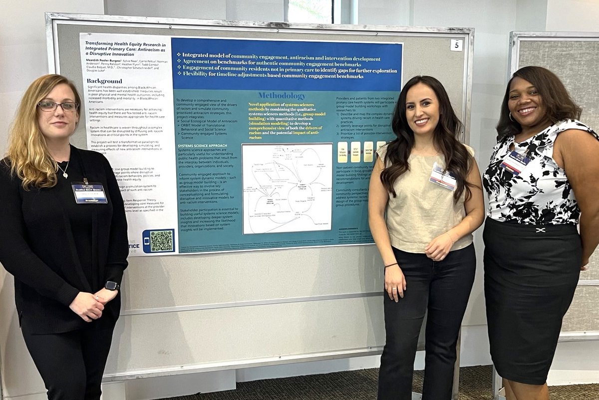 Dr. Meardith Pooler-Burgess sharing on an integrated model of community engagement and other components of the Transformative Health Equity Research in Integrated Primary Care. Joined by CTBS colleagues, Sara Green and Brenda Echeverri at the @UFCTSI Symposium in Gainesville FL.