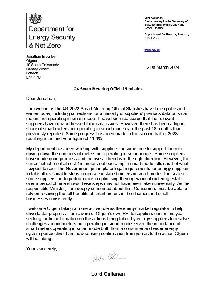 The vast majority of smart meters work correctly, helping people save on their bills, but some suppliers are not doing enough to ensure consumers can access these benefits. Today I have written to @ofgem and called on them to hold underperforming energy suppliers to account.