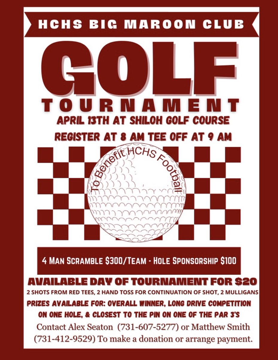 ⛳️ Join us on April 13th at Shiloh Golf Course for our annual golf scramble!