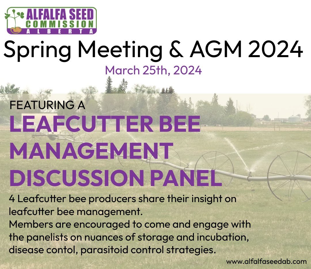 ASCA_Research's tweet photo. We are trying something new at our spring meeting and AGM this coming Monday. Producers will have the opportunity to discuss some of the challenges that come with managing leafcutter bee populations. We hope to see you there. 

#leafcutterbee #alfalfaseed https://t.co/IoPmDqi1N5