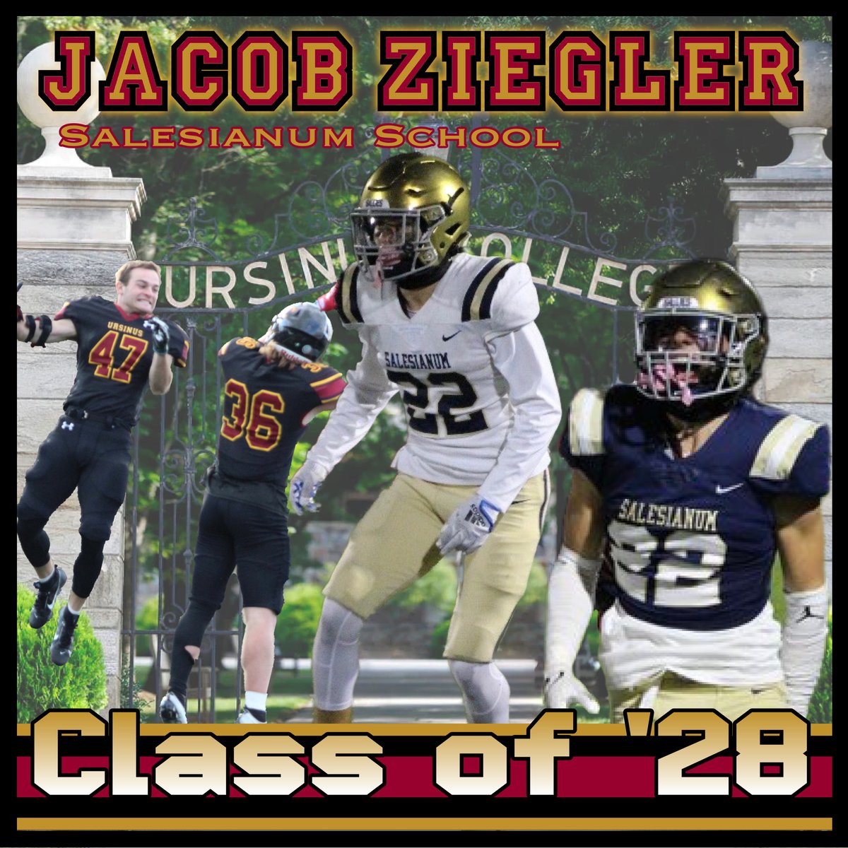 Welcome @JakeZiegler22 of @SalesianumFB to the Ursinus Football Class of 2028! #WelcomeToTheBearsDen #UCFB131 hudl.com/athlete/o/1609…