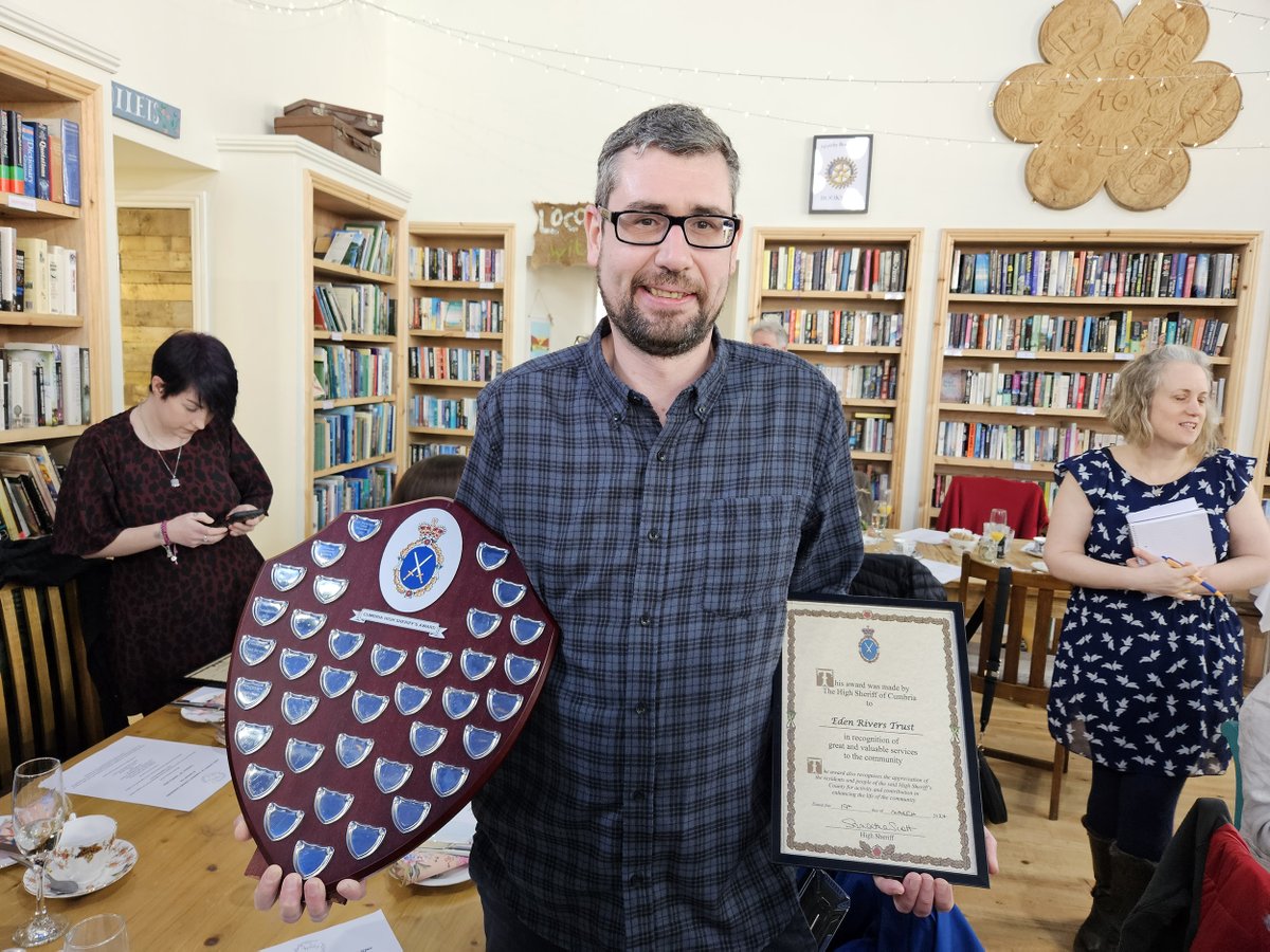 We were surprised and thrilled to have been selected as one of three recipients of the High Sheriff Shield by @hscumbria in recognition of our work in the community to save Eden's rivers. Here's Dave with the award!