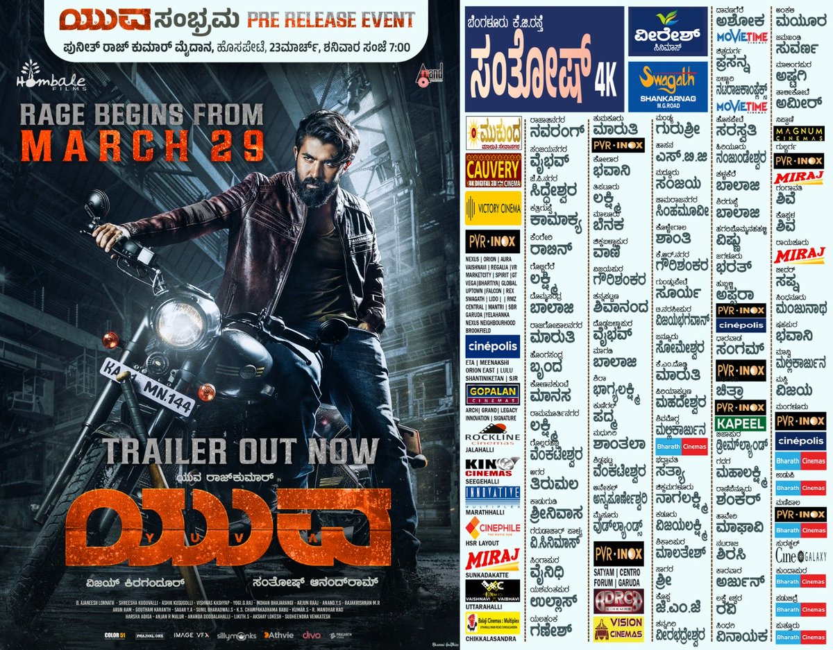 .. #YUVA First Theatre List…#YuvaTrailer