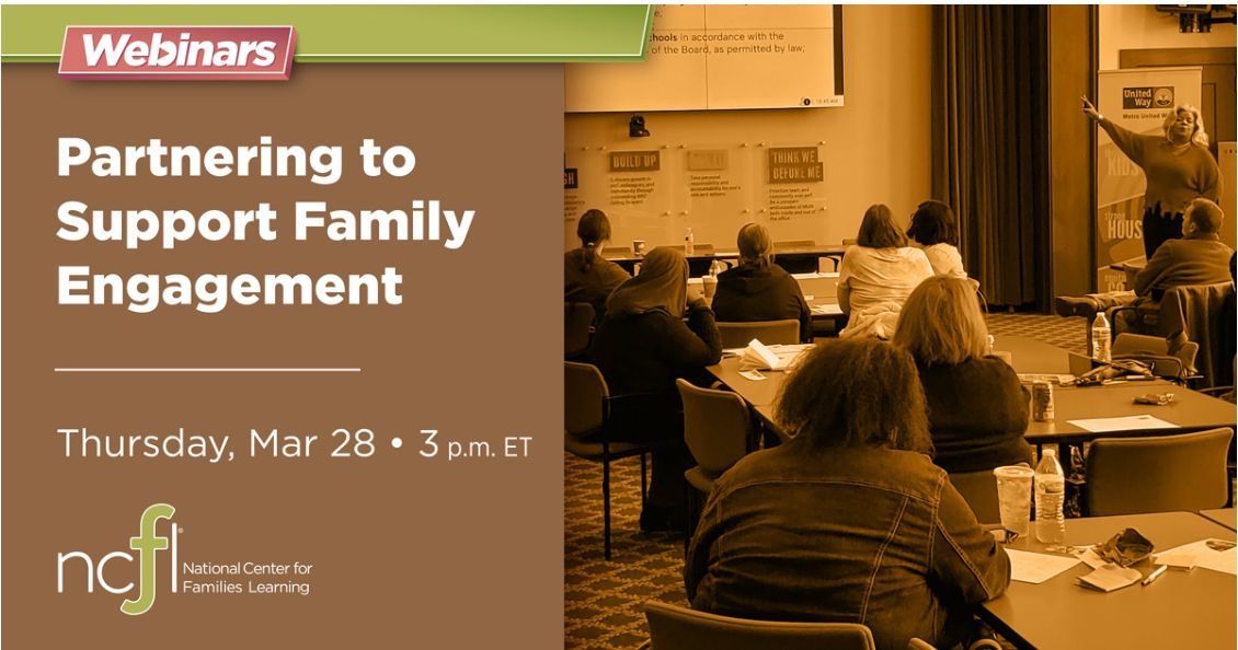 Webinar Alert! The National Center for Families Learning will be hosting 'Partnering to Support Family Engagement.' Date: March 28, 2024 Time: 3:00 ET Register here: buff.ly/4a0mdG6 #TripleP #imppractice #impsci #familyengagement #impsupport